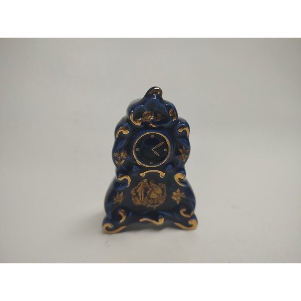 Vintage Limoges Castel France Porcelain Grandfather Clock Figurine 2-7/8" tall